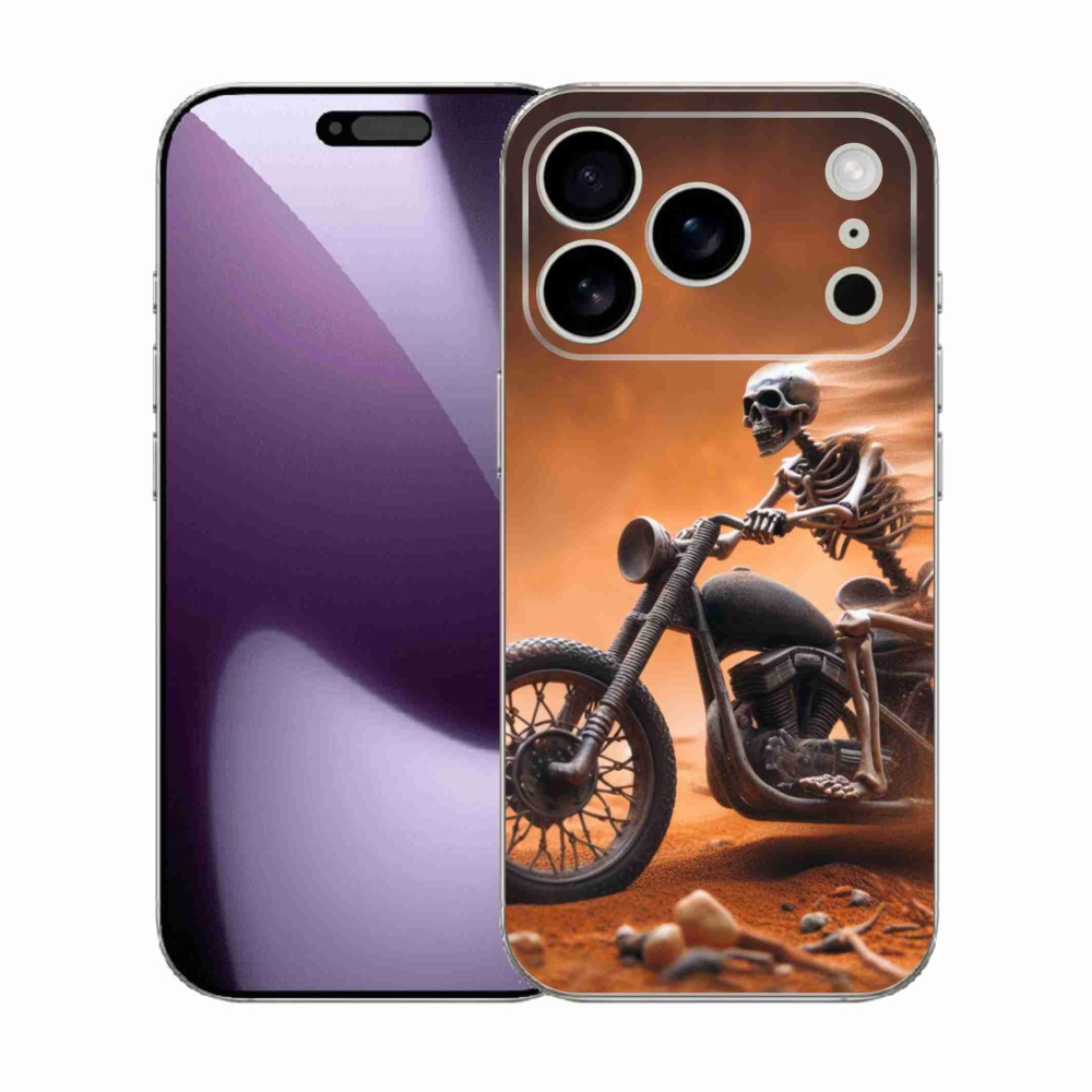 Gelový kryt mmCase na iPhone 17 Pro - kostra na motorce
