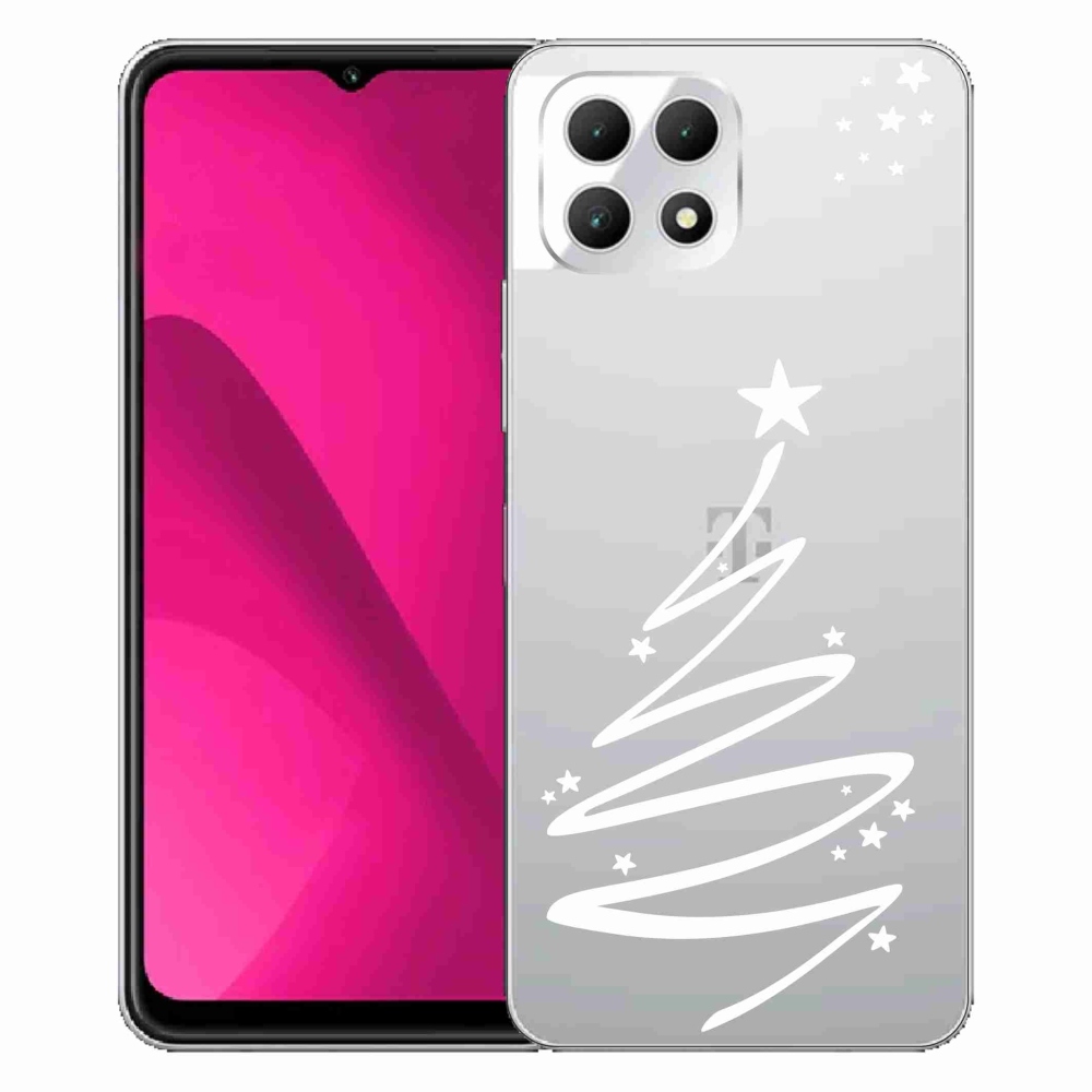 Gelový kryt mmCase na T-Mobile T Phone 2 - bílý stromeček na průhledném pozadí