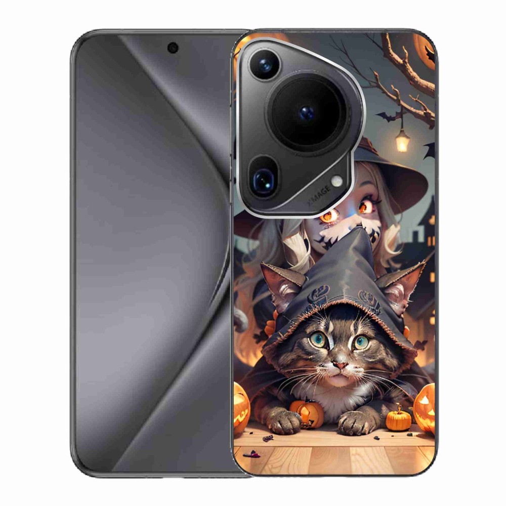 Gelový kryt mmCase na Huawei Pura 70 Ultra - čarodějnice s kočkou