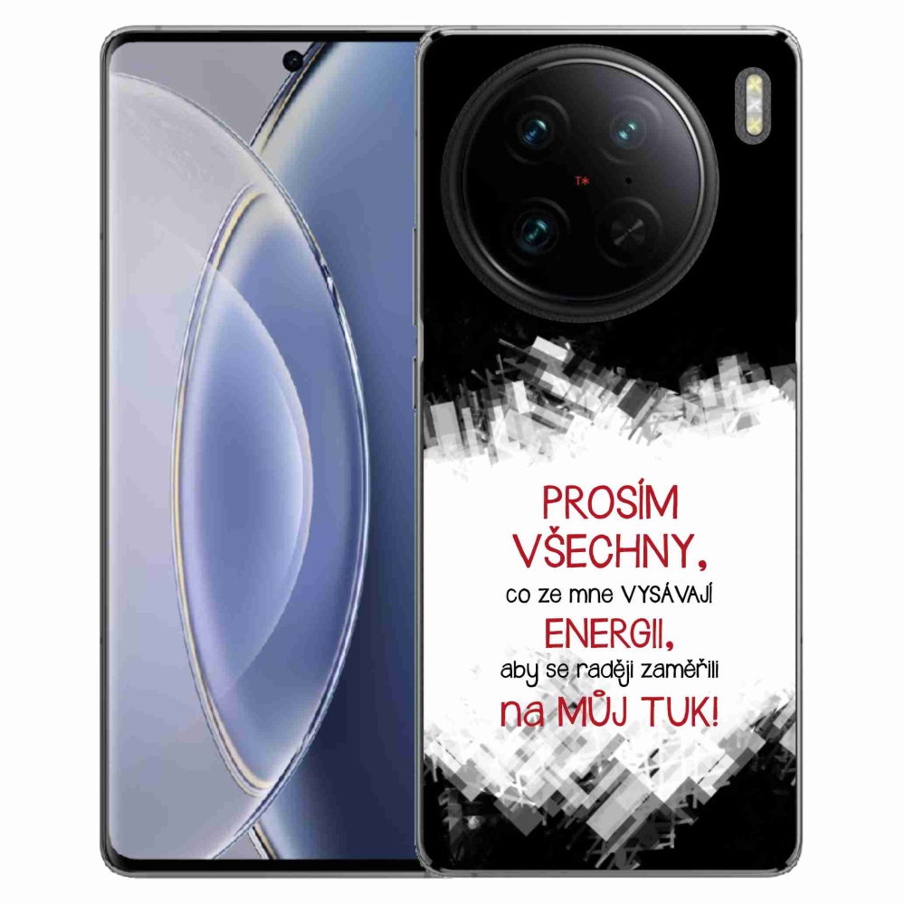 Gelový kryt mmCase na Vivo X90 Pro - vtipný text 1 červený