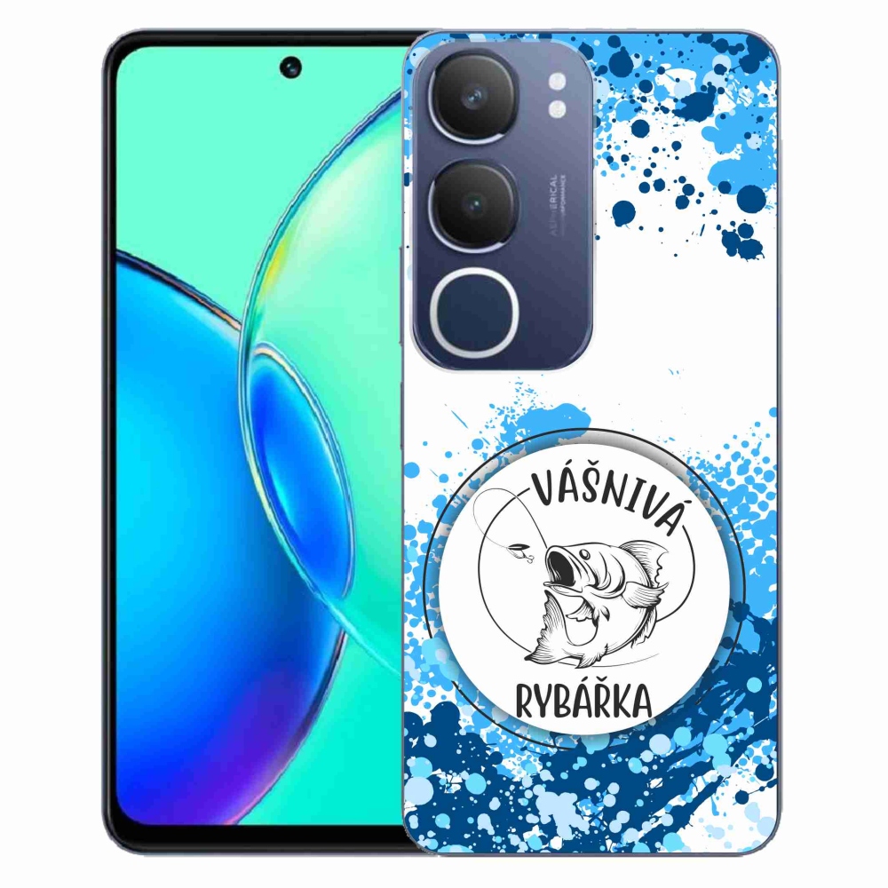 Gelový kryt mmCase na Vivo Y19s - vášnivá rybářka bílé pozadí