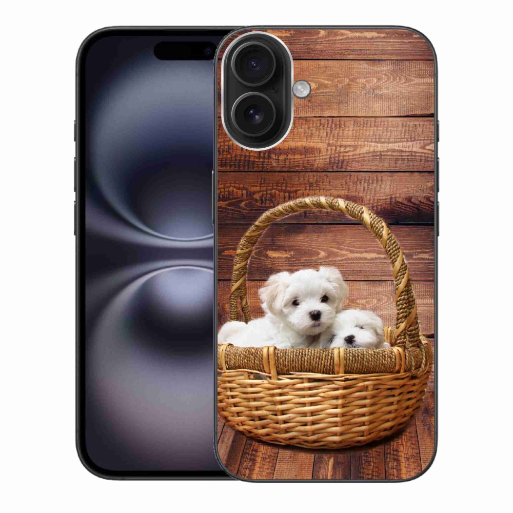 Gelový kryt mmCase na iPhone 16 Plus - štěňátka