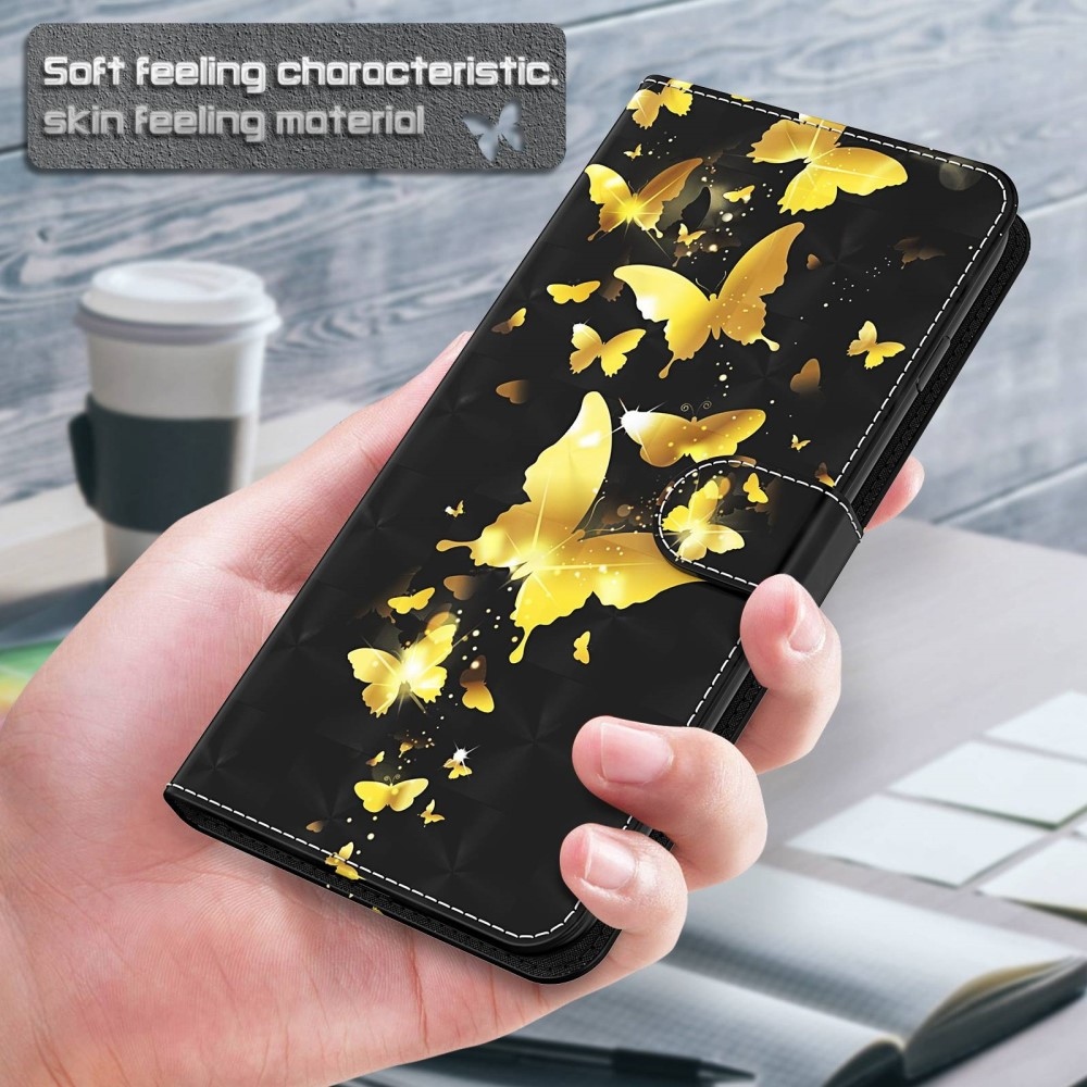 Print knížkové pouzdro na Samsung Galaxy A15 4G/5G - zlatí motýli