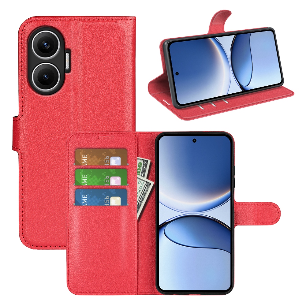 Litchi knížkové pouzdro na Xiaomi Poco F7 5G - červené