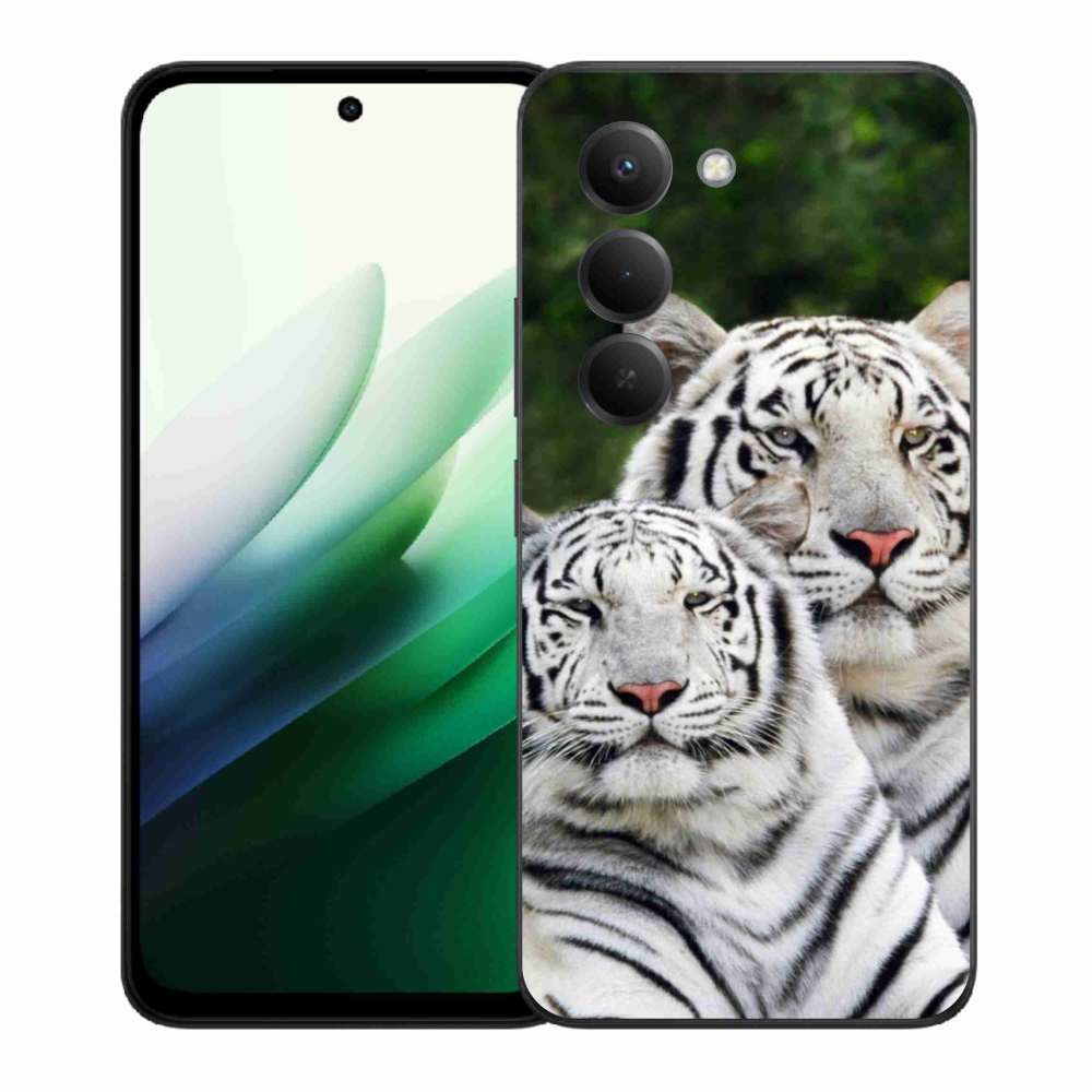 Gelový kryt mmCase na Xiaomi Redmi 15 5G (169mm) - bílí tygři