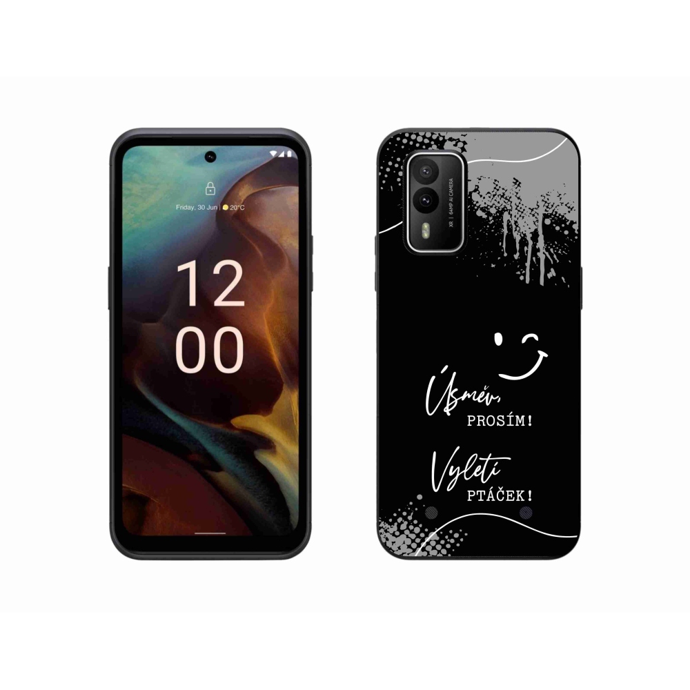 Gelový kryt mmCase na Nokia XR21 - vtipný text 4 černé pozadí