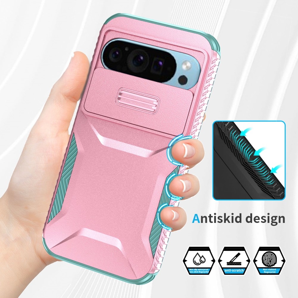 Lid odolný kryt na Google Pixel 9/9 Pro - růžový/modrozelený