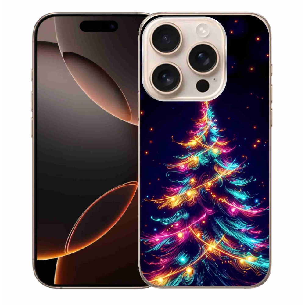 Gelový kryt mmCase na iPhone 16 Pro Max - neonový vánoční stromek
