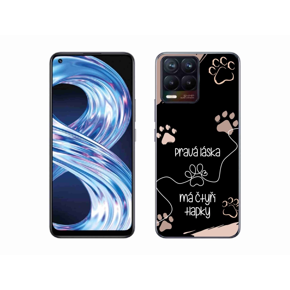 Gelový kryt mmCase na Realme 8 4G - psí motiv 1 černé pozadí