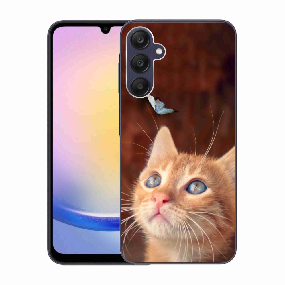 Gelový kryt mmCase na Samsung Galaxy A25 5G - motýl a kotě
