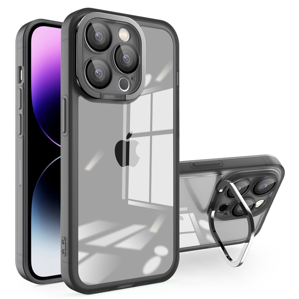 Gelový obal s pevnými zády a stojánkem na iPhone 15 Pro Max - černý