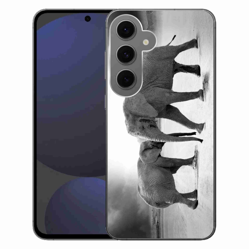 Gelový kryt mmCase na Samsung Galaxy S24 FE - černobílí sloni