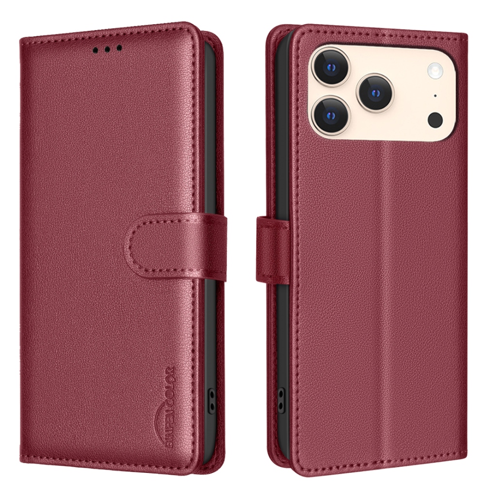 BINFEN knížkové pouzdro na iPhone 17 Pro - červené