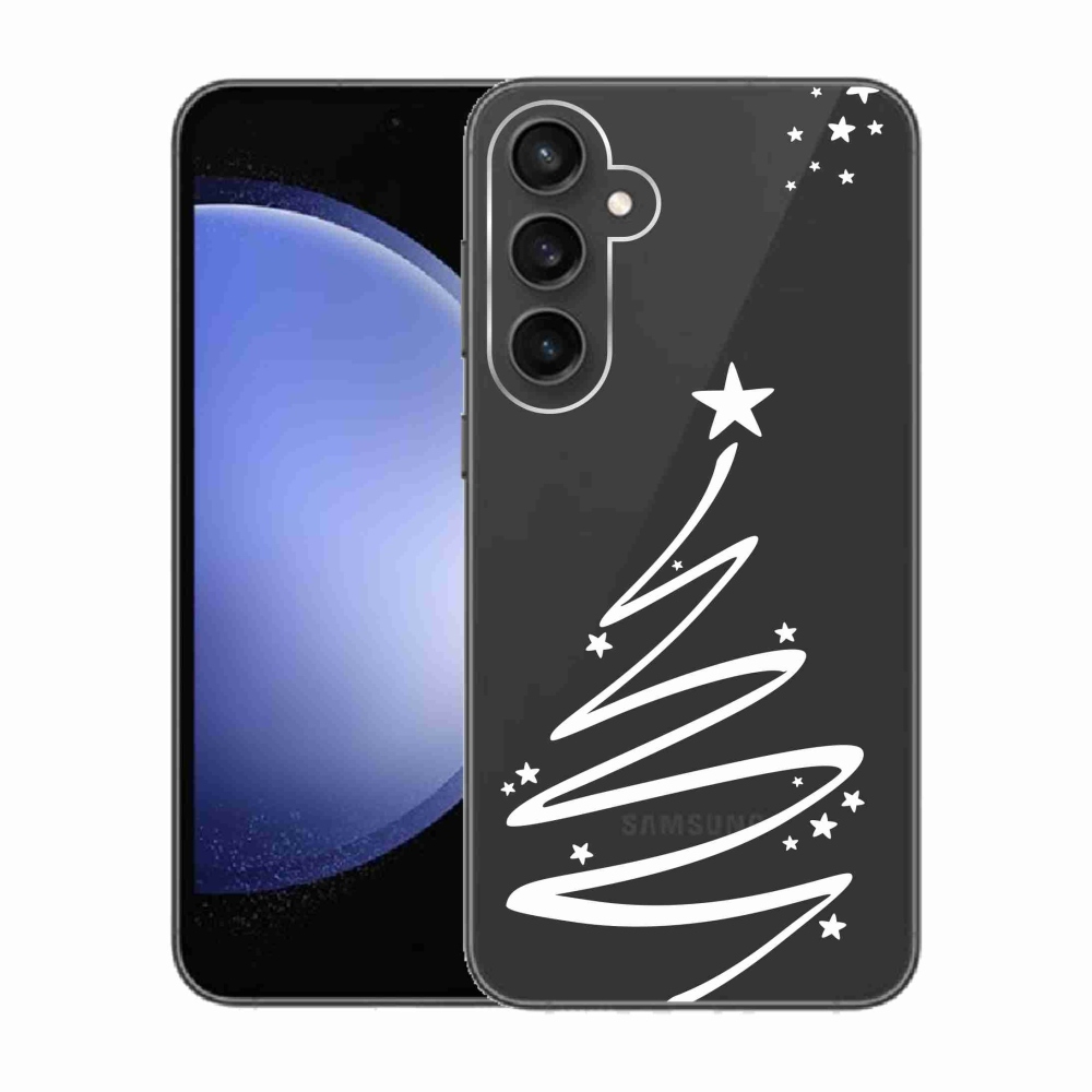 Gelový kryt mmCase na Samsung Galaxy S23 FE - bílý stromeček na průhledném pozadí