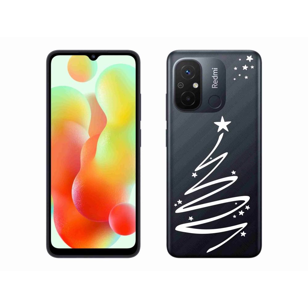 Gelový kryt mmCase na Xiaomi Redmi 12C - bílý stromeček na průhledném pozadí