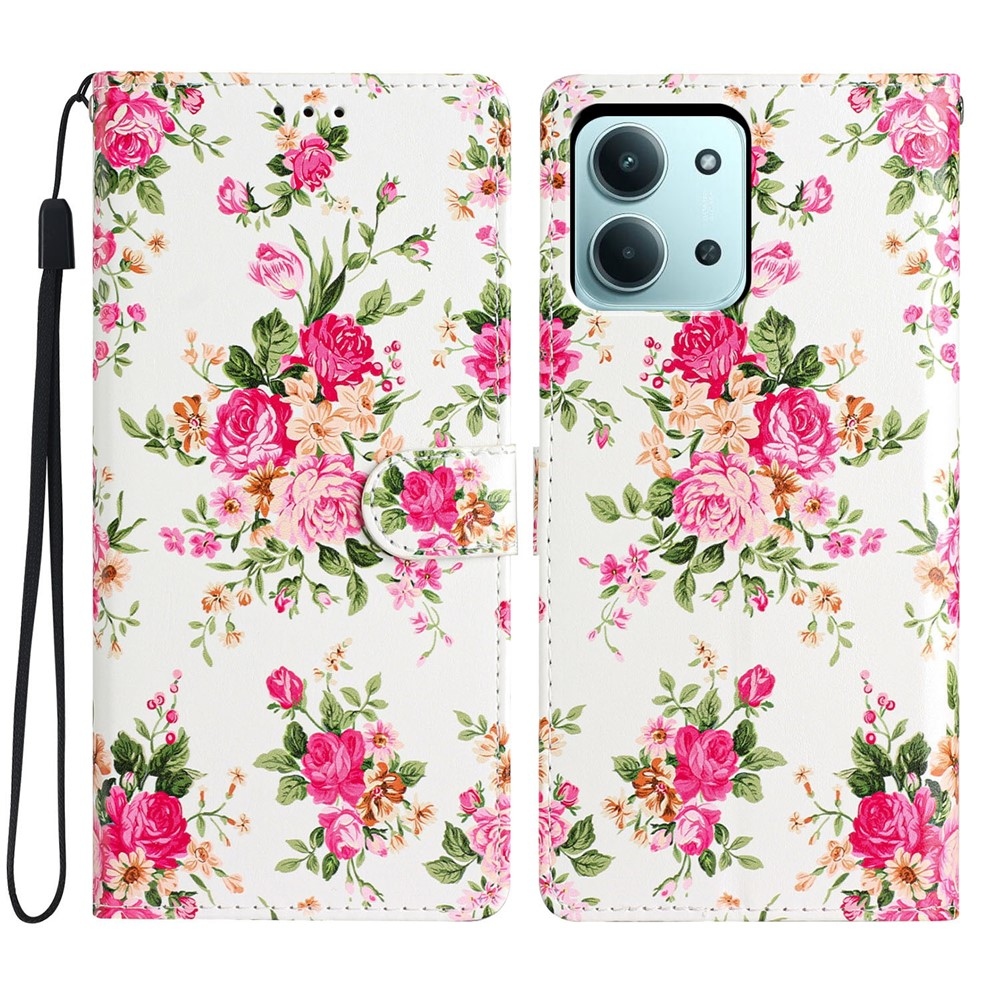 Unique knížkové pouzdro na Xiaomi Redmi 15C 4G (171mm)/Poco C85 4G (171mm) - červené květy