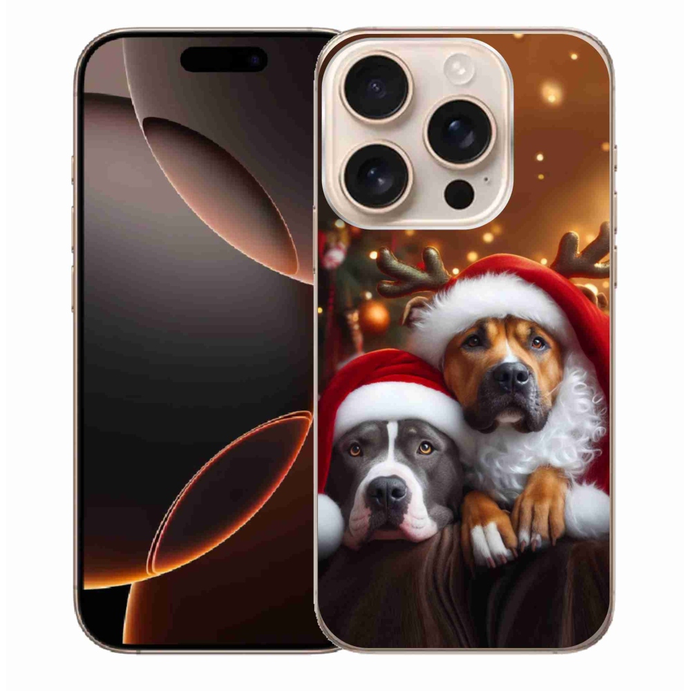 Gelový kryt mmCase na iPhone 16 Pro Max - vánoční psi