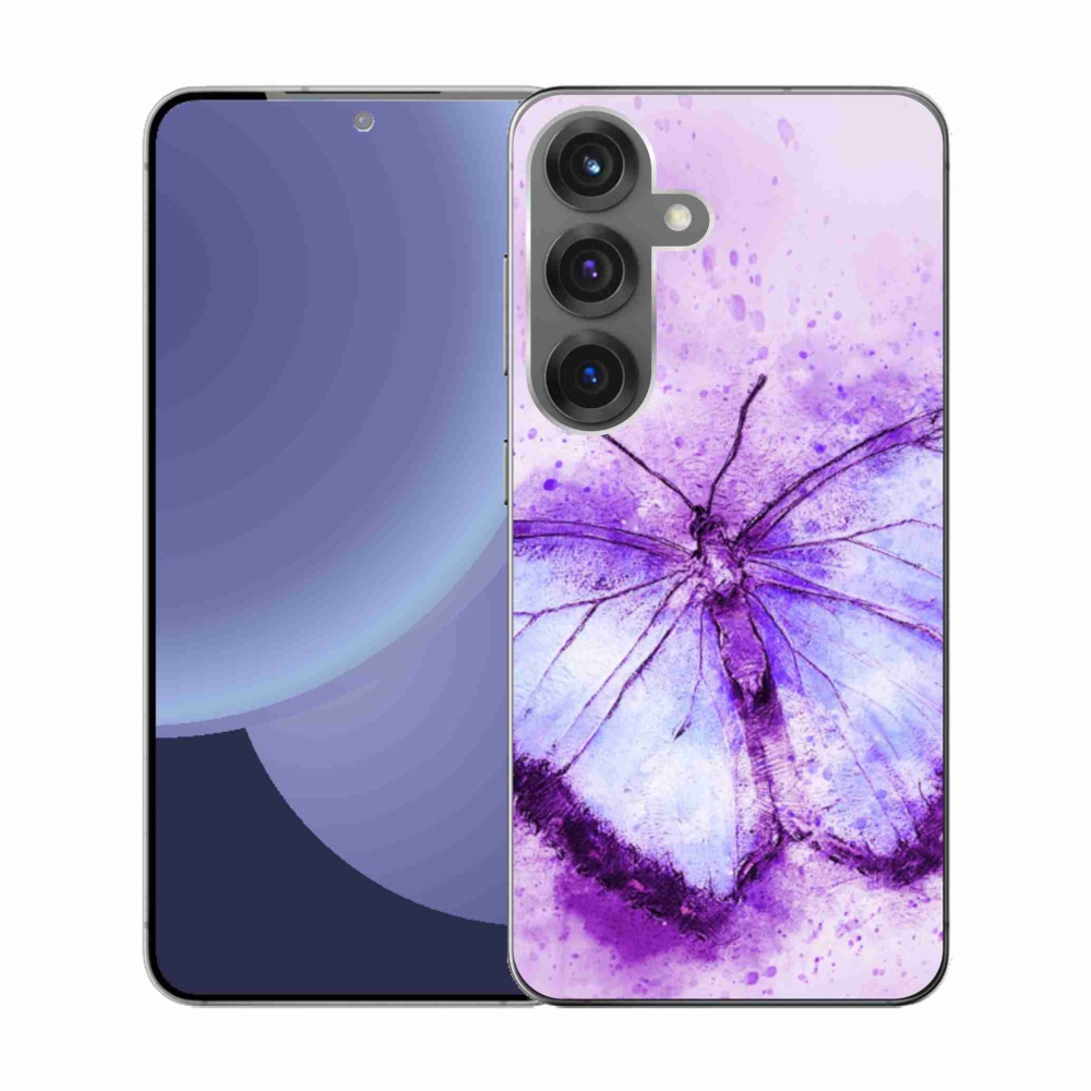 Gelový kryt mmCase na Samsung Galaxy S25 - fialový motýl