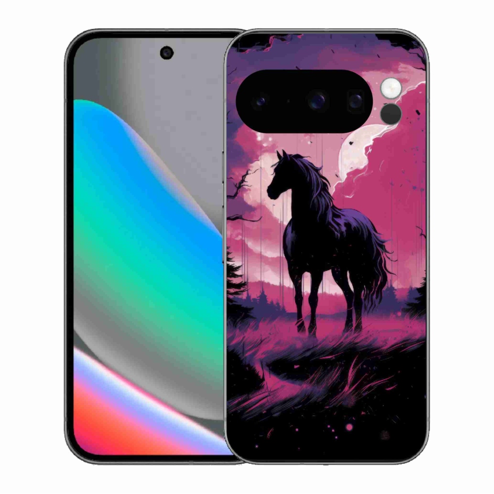 Gelový kryt mmCase na Google Pixel 10 Pro - černý kreslený kůň 1