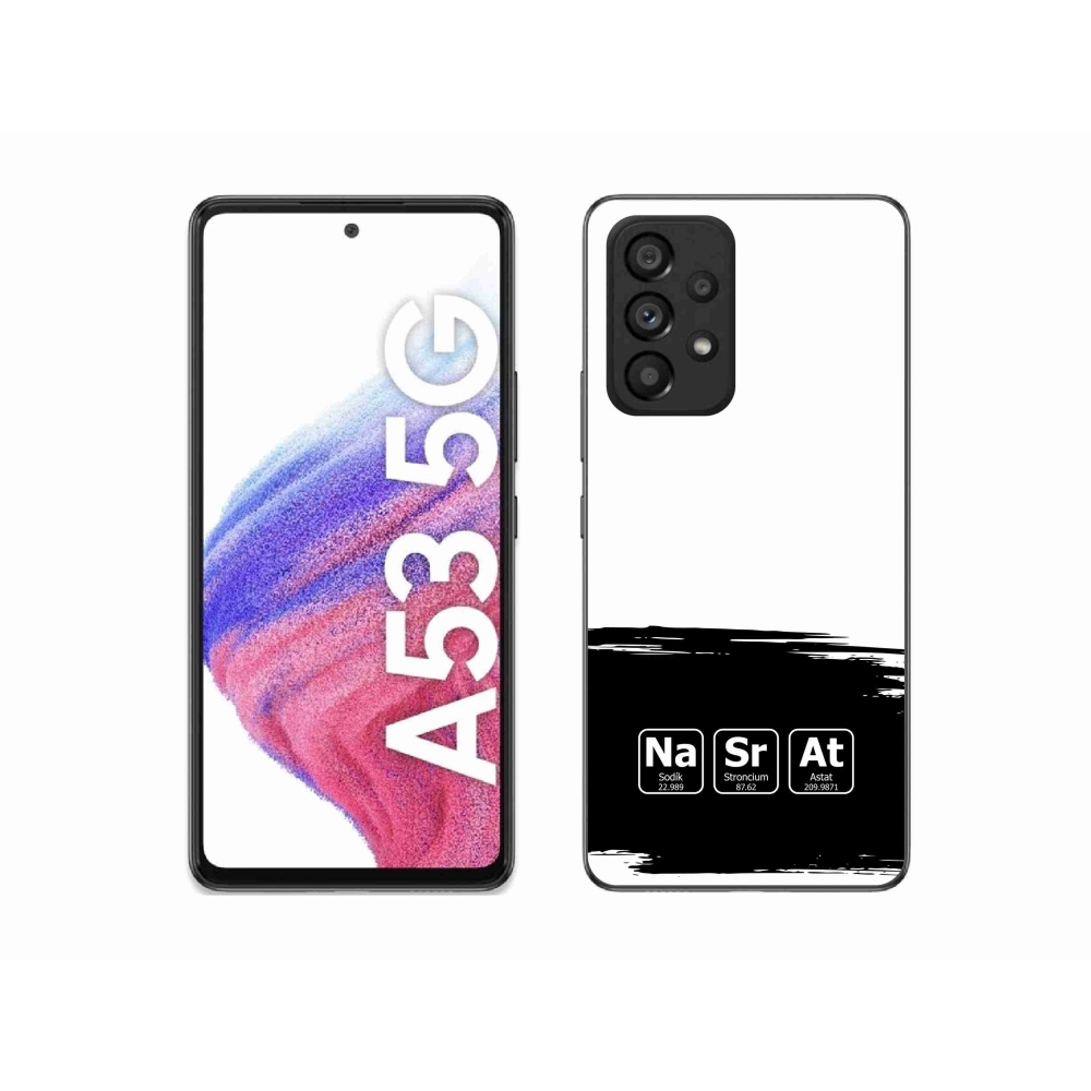 Gelový kryt mmCase na Samsung Galaxy A53 5G - chemické prvky černobílé pozadí