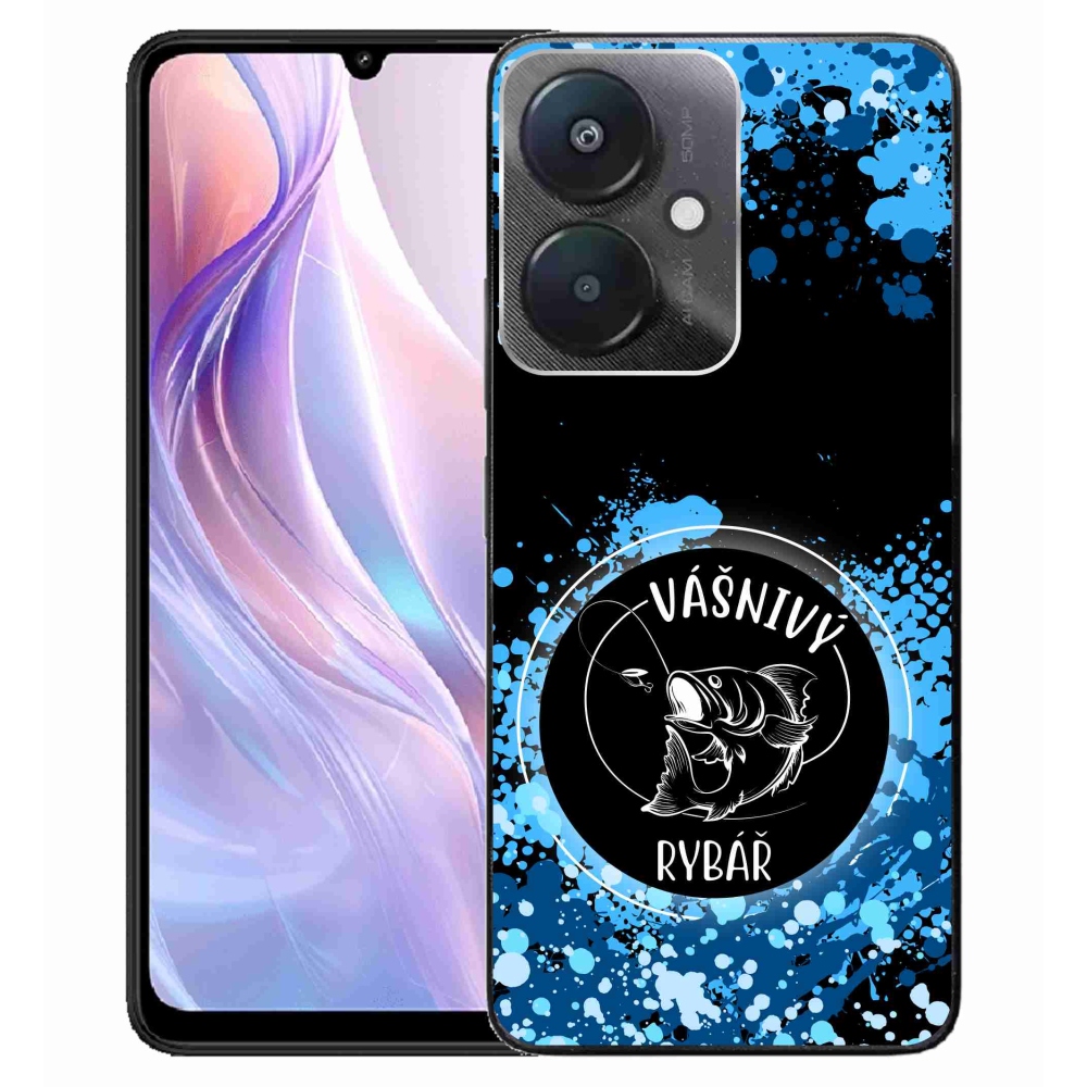Gelový kryt mmCase na Xiaomi Redmi 13C 5G  - vášnivý rybář černé pozadí