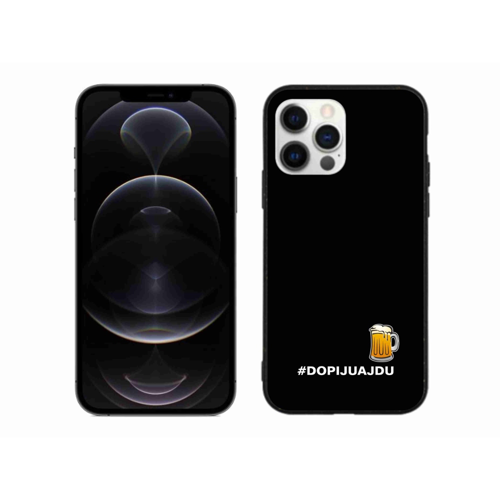 Gelový kryt mmCase na iPhone 12 Pro Max - pivní motiv 1 černé pozadí