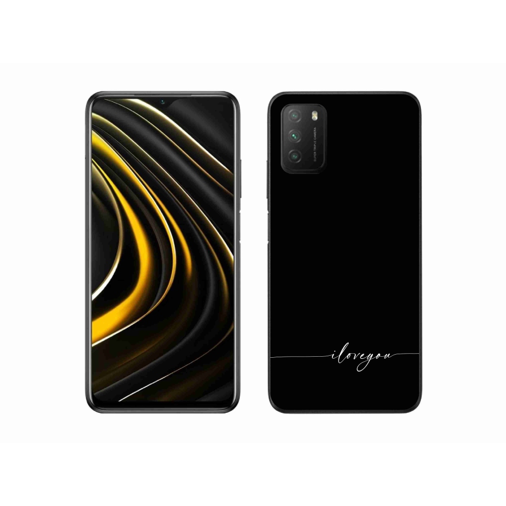 Gelový kryt mmCase na Xiaomi Poco M3 - I love you černé pozadí