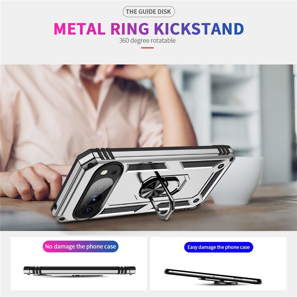 Ring odolný kryt na Google Pixel 10 Pro/Pixel 10 - stříbrný