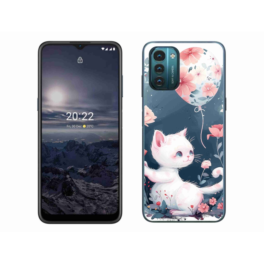 Gelový kryt mmCase na Nokia G11/G21 - kotě s balónkem