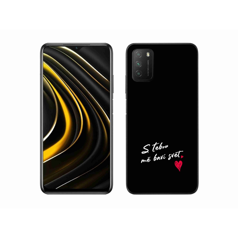 Gelový kryt mmCase na Xiaomi Poco M3 - zamilovaný text 1 černé pozadí