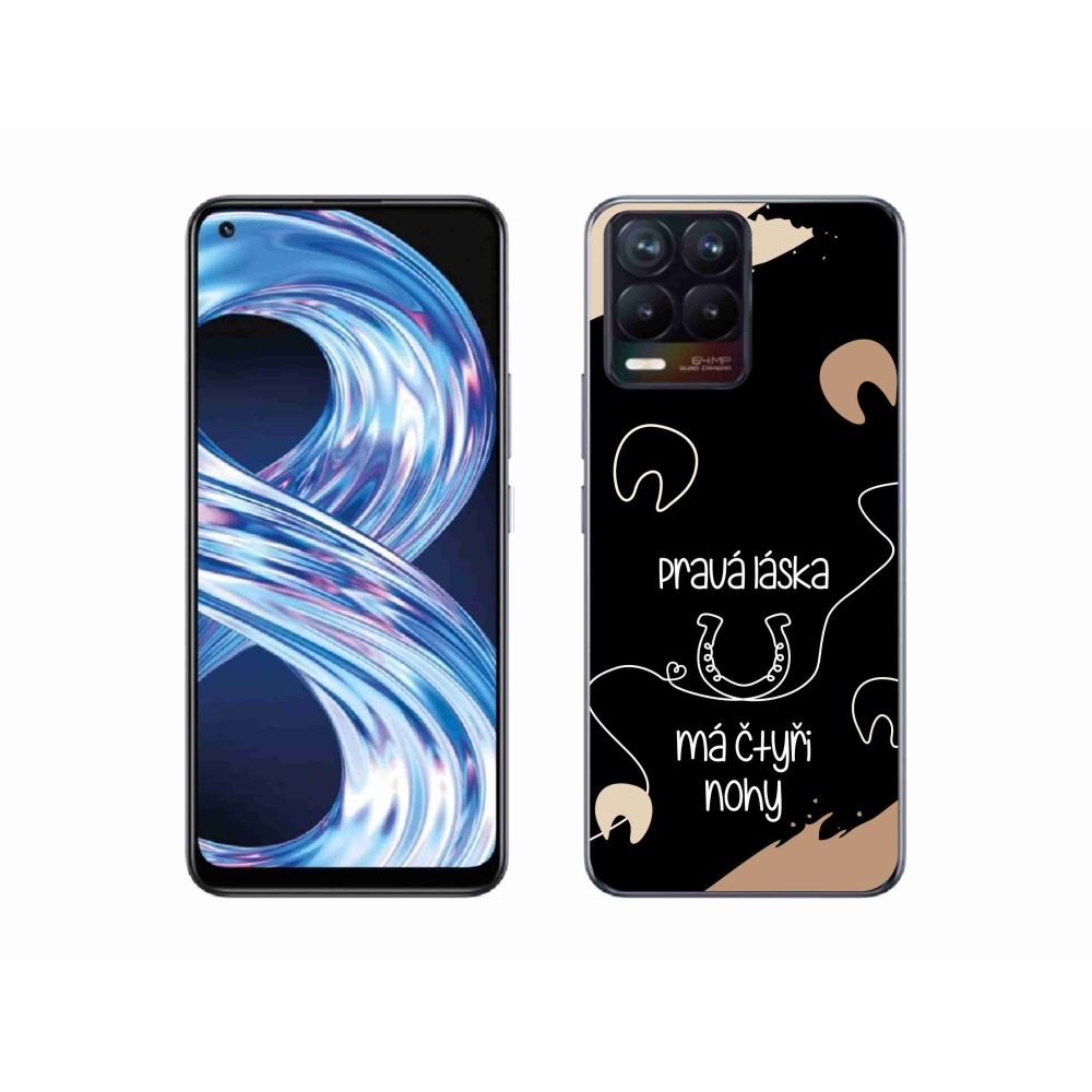 Gelový kryt mmCase na Realme 8 4G - koňský motiv černé pozadí