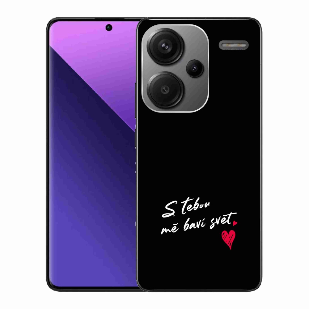 Gelový kryt mmCase na Xiaomi Redmi Note 13 Pro+ 5G - zamilovaný text 1 černé pozadí