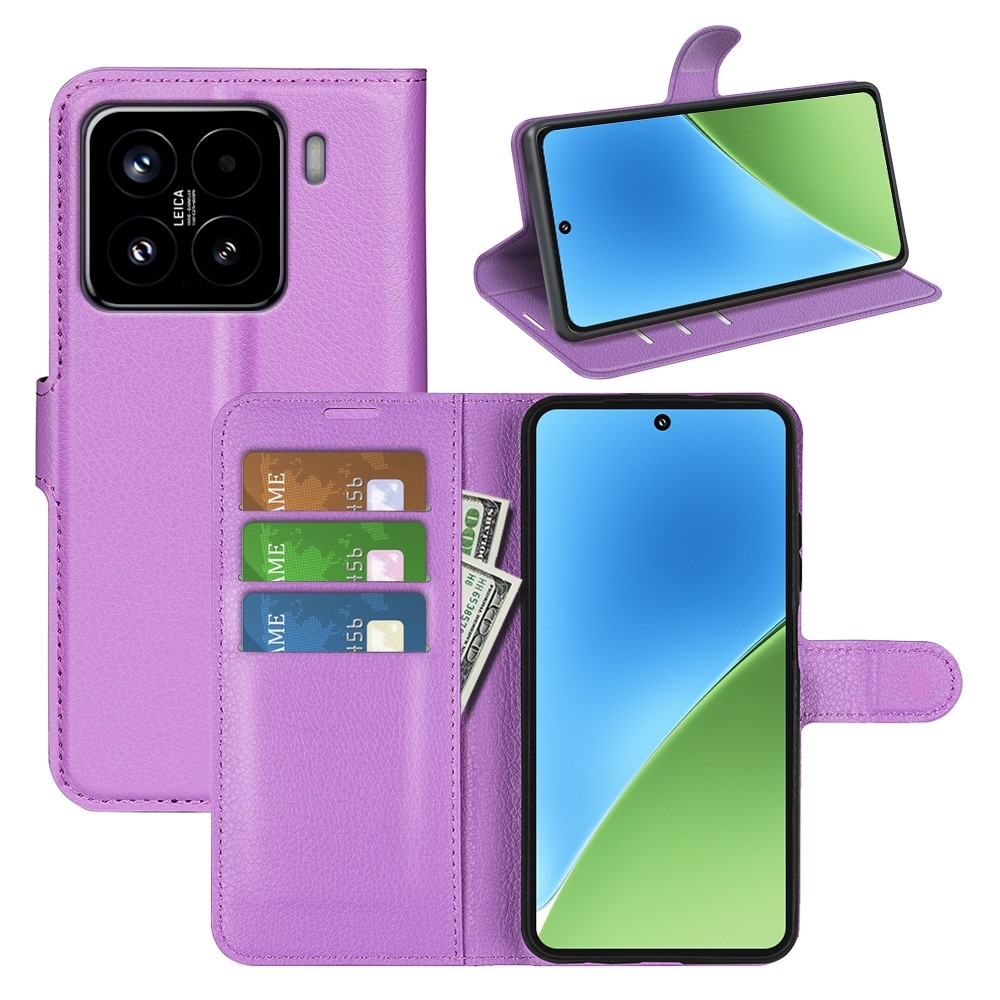 Litchi knížkové pouzdro na Xiaomi 15 - fialové