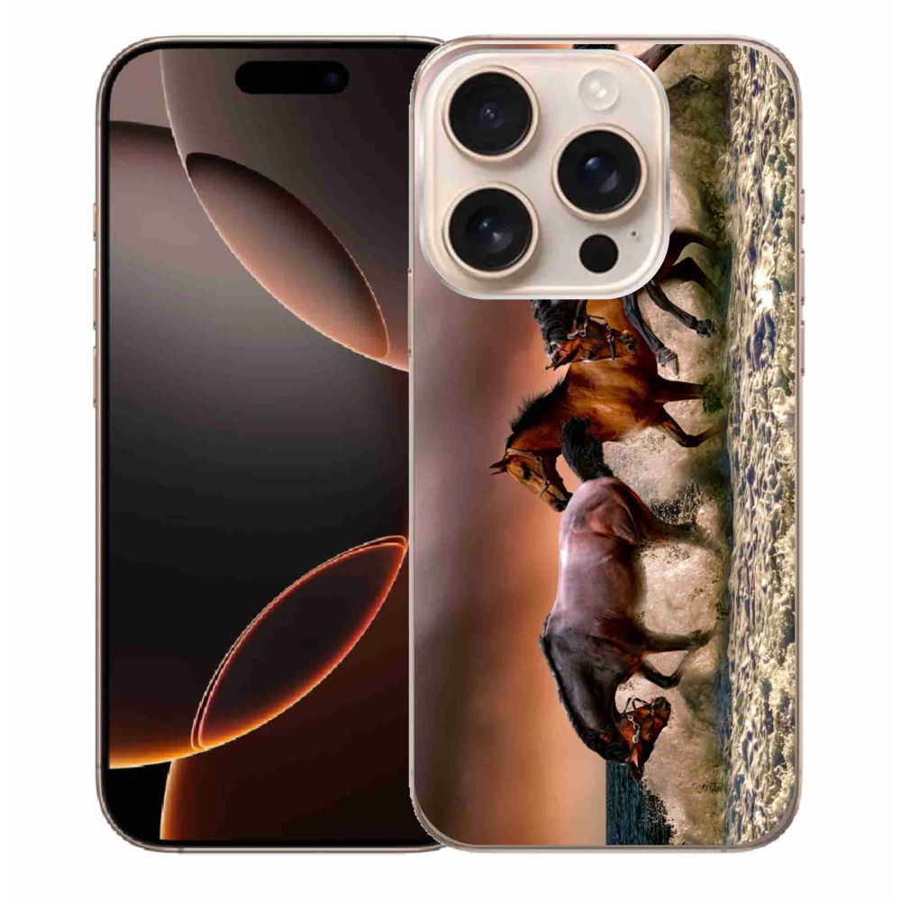 Gelový obal mmCase na iPhone 16 Pro Max - koně 1