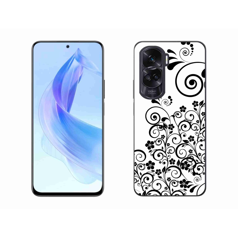 Gelový kryt mmCase na Honor 90 Lite - černobílé květinové vzory