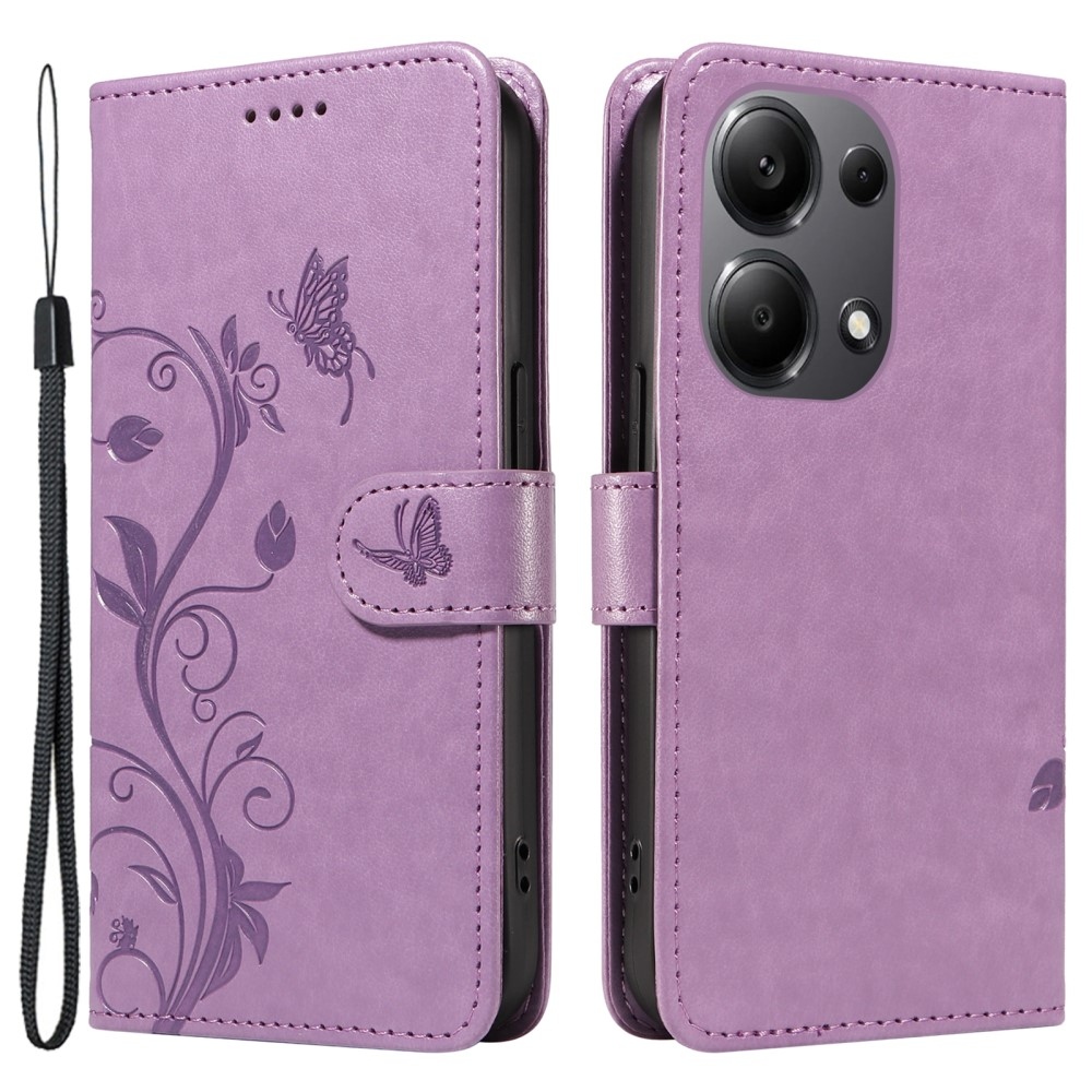 Flowers knížkové pouzdro na Xiaomi Redmi Note 13 Pro 4G/Poco M6 Pro - fialové