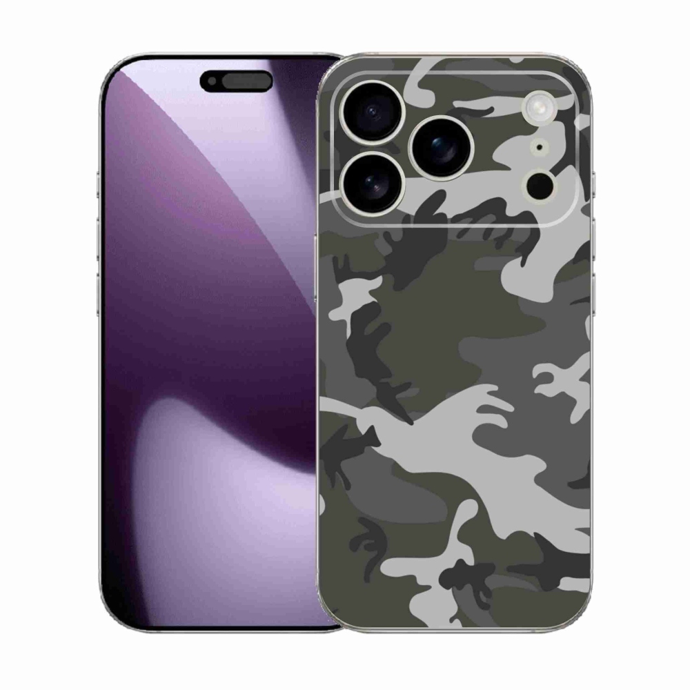 Gelový kryt mmCase na iPhone 17 Pro - maskáčový vzor