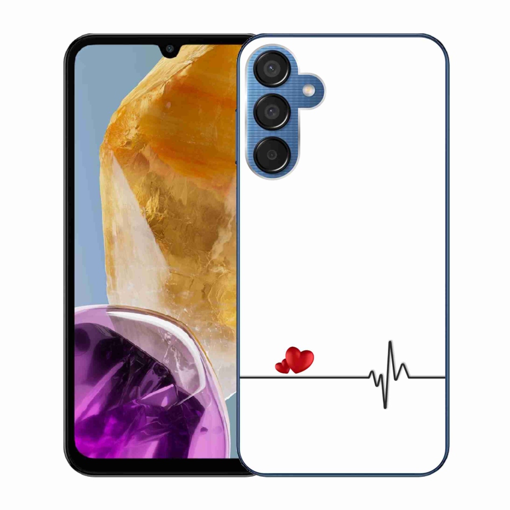 Gelový kryt mmCase na Samsung Galaxy M15 5G - srdce a tep bílé pozadí
