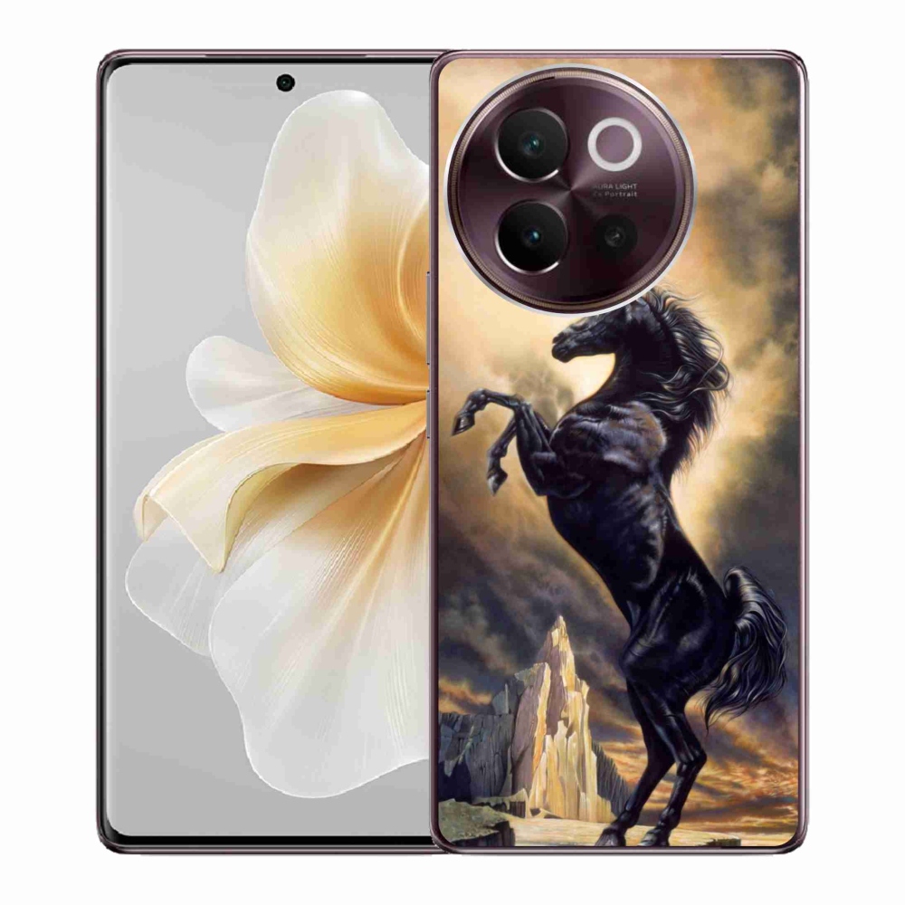 Gelový kryt mmCase na Vivo V40 Lite 5G - černý kreslený kůň