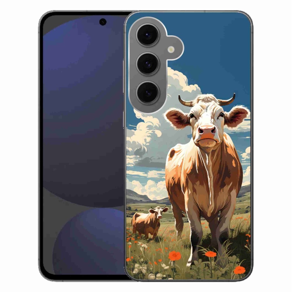 Gelový kryt mmCase na Samsung Galaxy S24 FE - krávy na louce