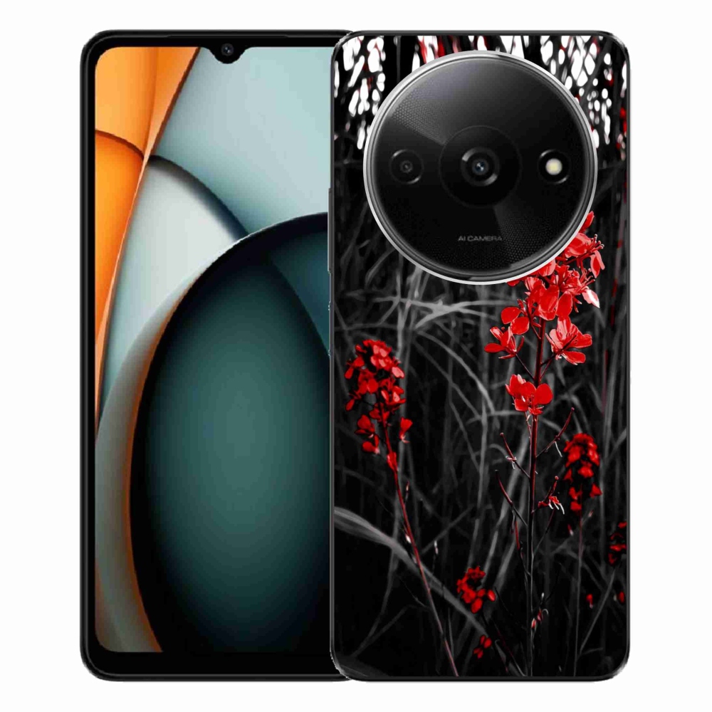 Gelový kryt mmCase na Xiaomi Redmi A3 - červená rostlina