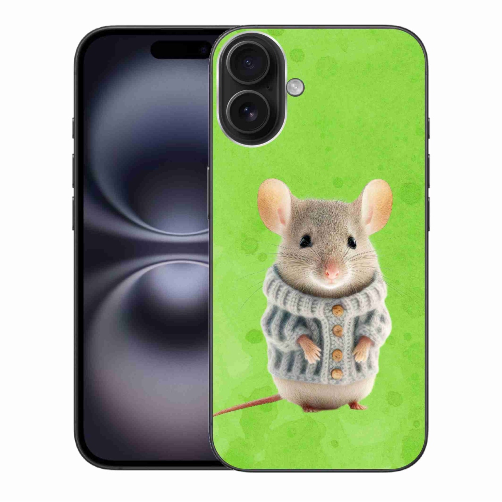 Gelový kryt mmCase na iPhone 16 Plus - myška ve svetru
