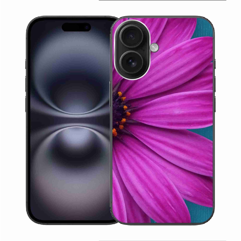 Gelový obal mmCase na iPhone 16 - fialová kopretina