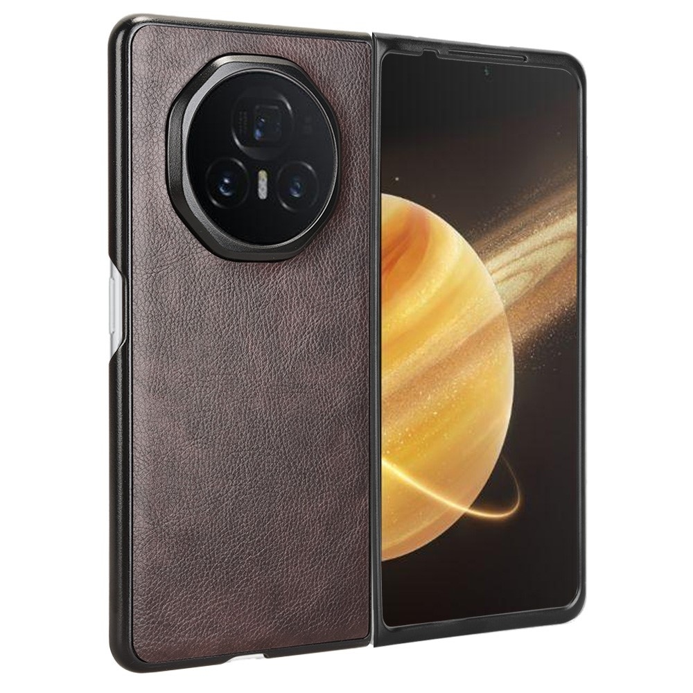 Texture plastový obal s umělou kůží na Honor Magic V3 - hnědý