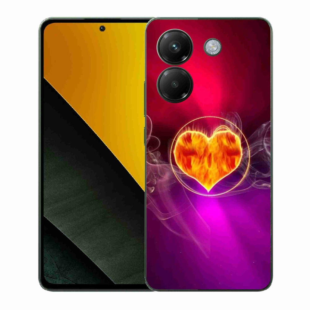 Gelový kryt mmCase na Xiaomi Poco M7 Pro 5G - ohnivé srdce