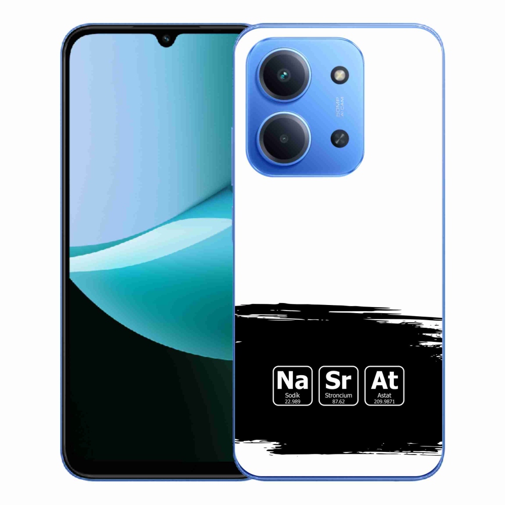 Gelový kryt mmCase na Xiaomi Redmi 15C 4G/5G (173mm) - chemické prvky černobílé pozadí