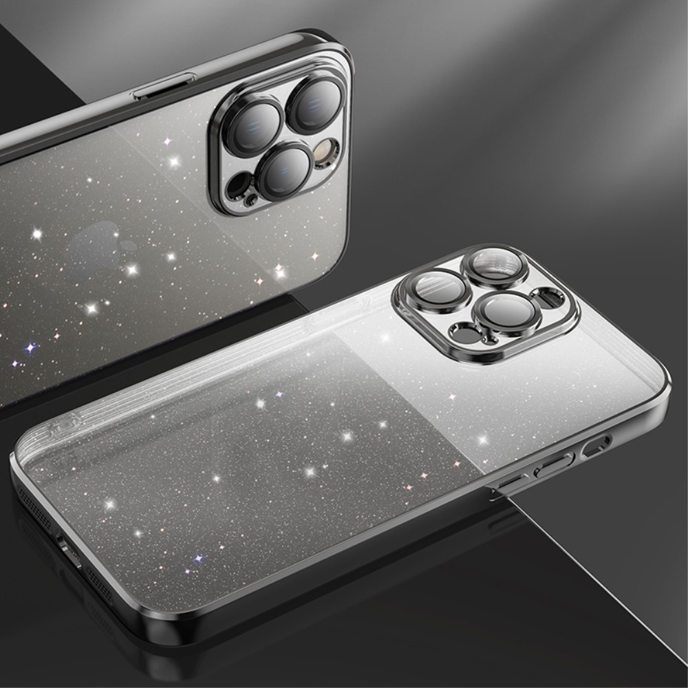 X-Level třpytivý gelový obal na iPhone 15 Plus - černý