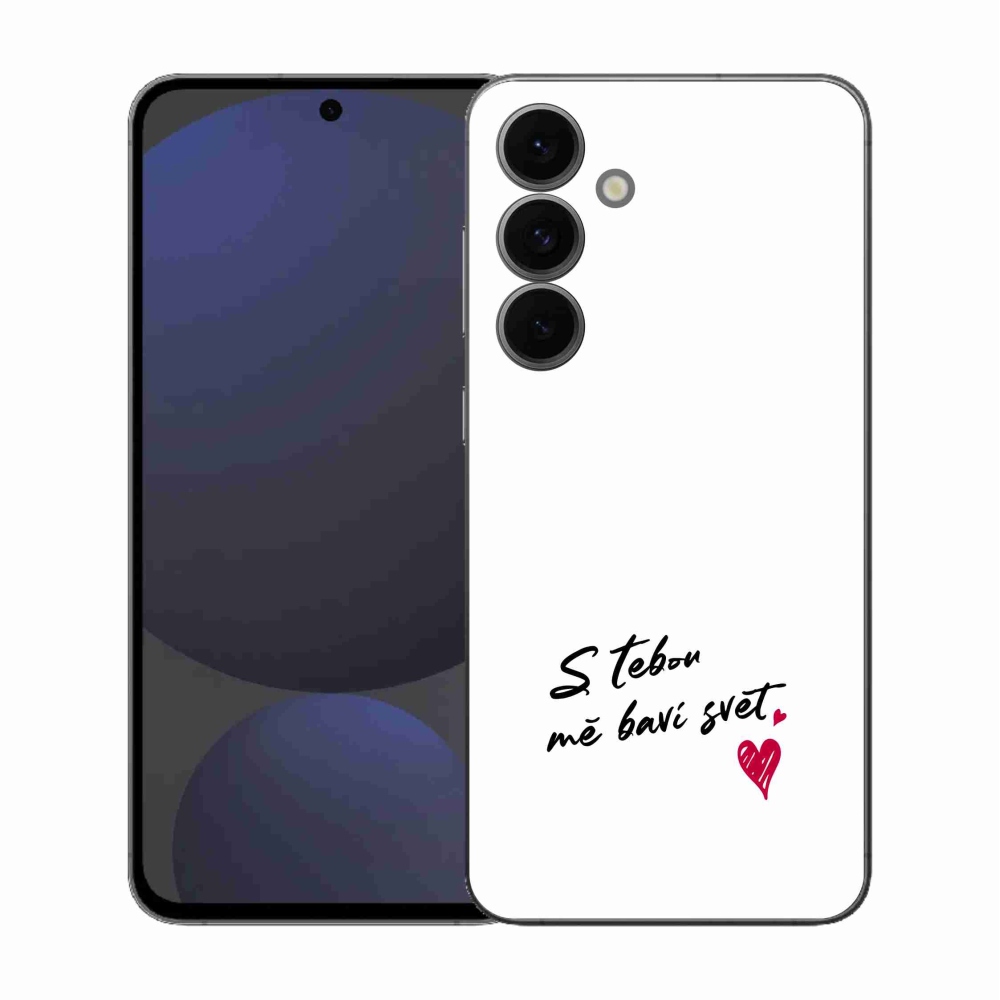Gelový kryt mmCase na Samsung Galaxy S25 FE - zamilovaný text 1 bílé pozadí