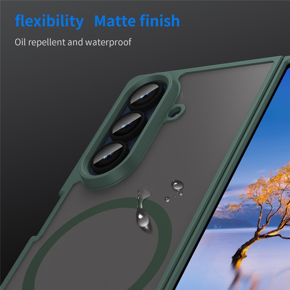 Case matný gelový obal s MagSafe na Samsung Galaxy Z Fold7 5G - zelený