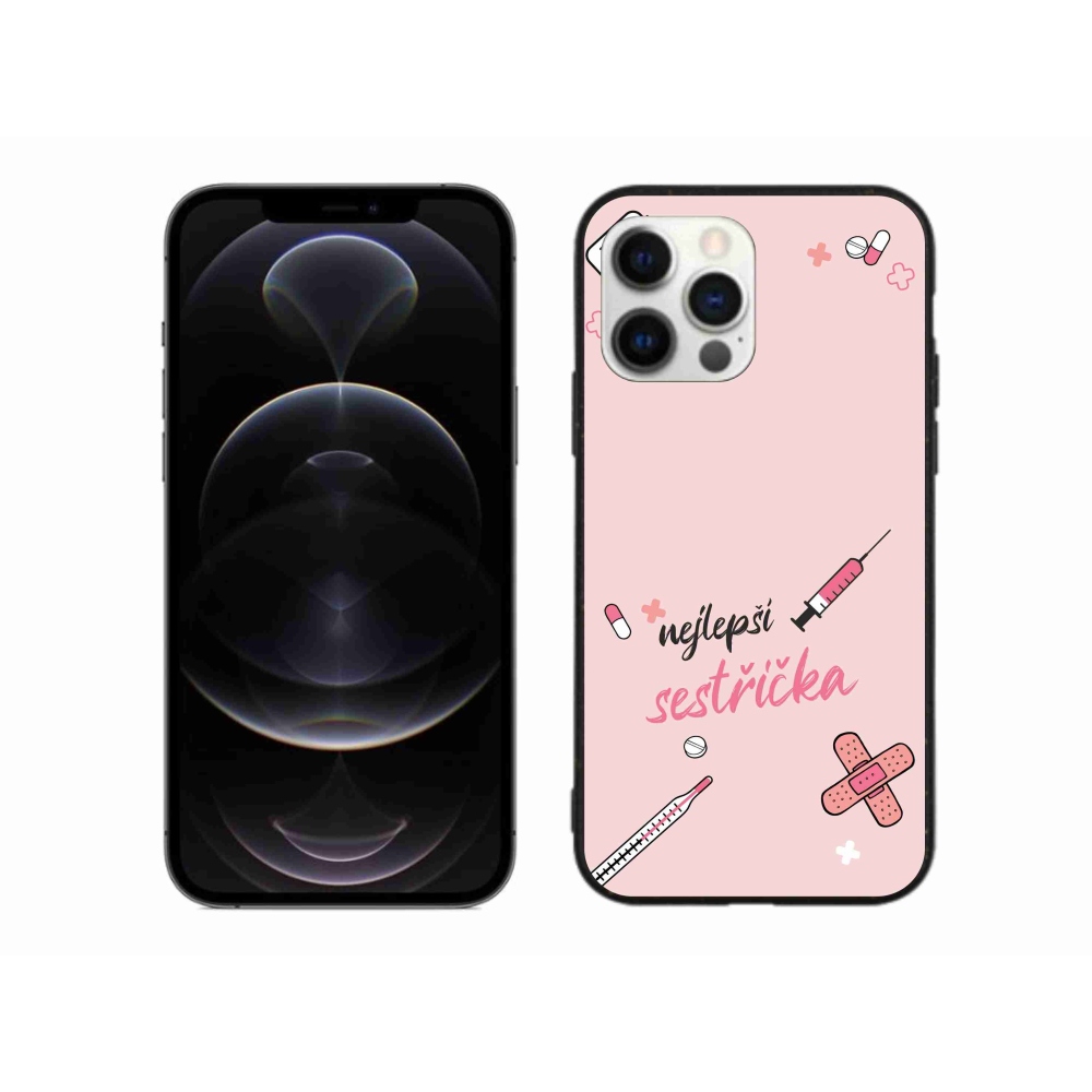 Gelový kryt mmCase na iPhone 12 Pro Max - nejlepší sestřička růžové pozadí